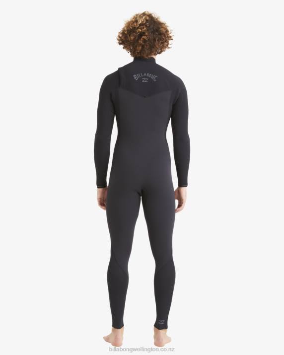 Men Black Billabong 4/3 Revolution Chest Zip Full Wetsuit 80P8870