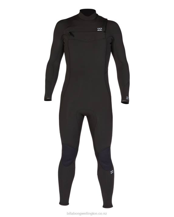 Men Black Billabong 5/4 Absolute Chest Zip Full Wetsuit 80P8900
