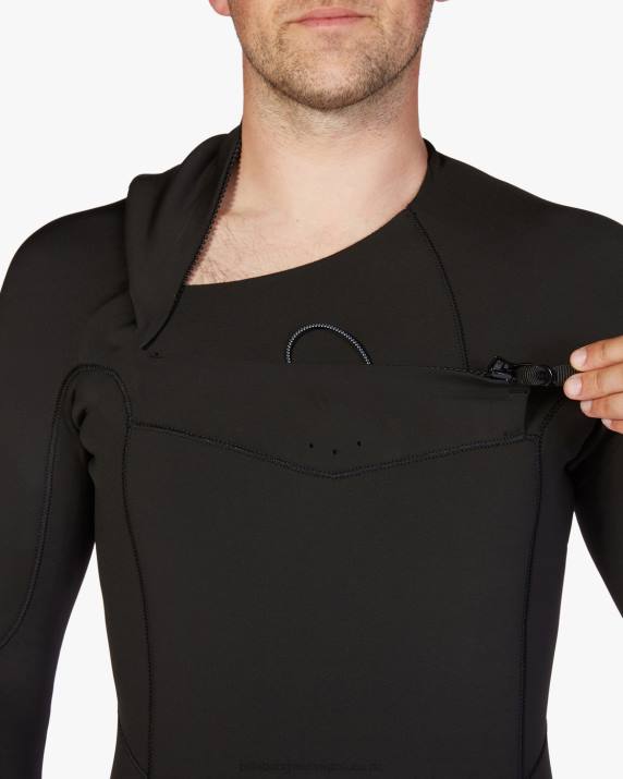 Men Black Billabong 5/4 Absolute Chest Zip Full Wetsuit 80P8900