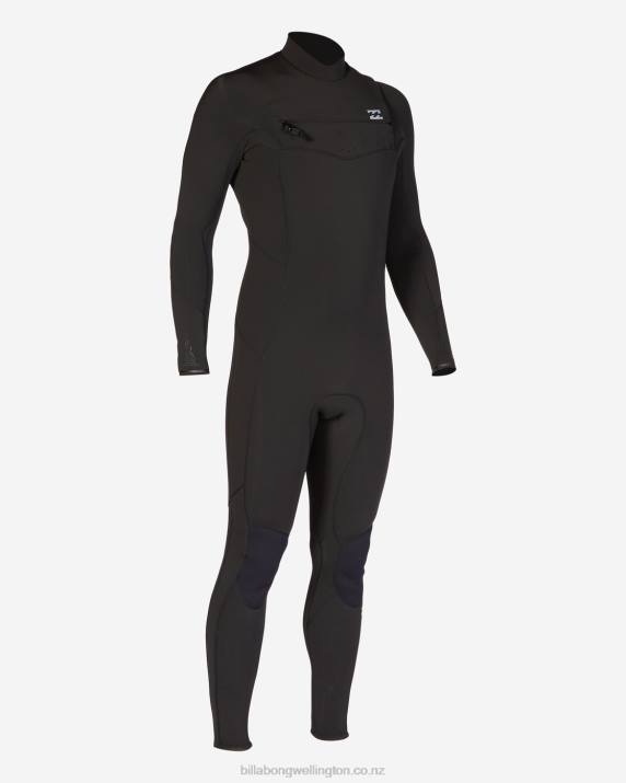Men Black Billabong 5/4 Absolute Chest Zip Full Wetsuit 80P8900