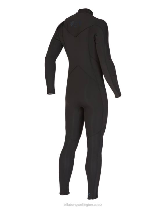 Men Black Billabong 5/4 Absolute Chest Zip Full Wetsuit 80P8900