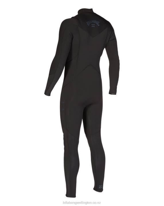 Men Black Billabong 5/4 Absolute Chest Zip Full Wetsuit 80P8900