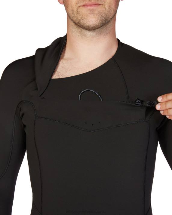 Men Black Billabong 5/4 Absolute Chest Zip Full Wetsuit 80P8900