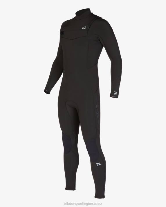 Men Black Billabong 5/4 Absolute Chest Zip Full Wetsuit 80P8900