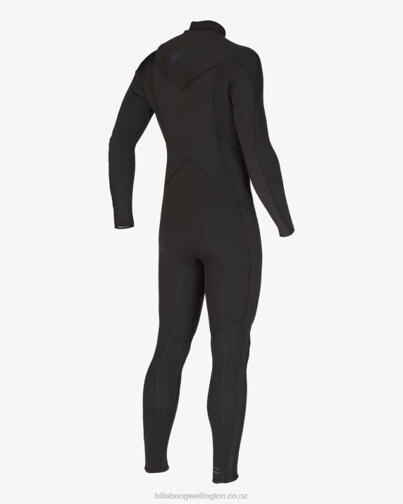 Men Black Billabong 5/4 Absolute Chest Zip Full Wetsuit 80P8900
