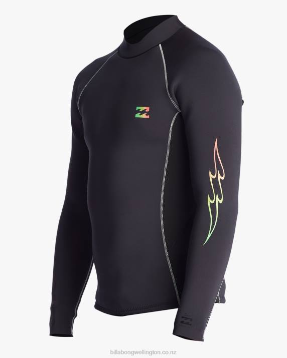 Men Black Fade Billabong 2mm Absolute Interchange Wetsuit Jacket 80P8905