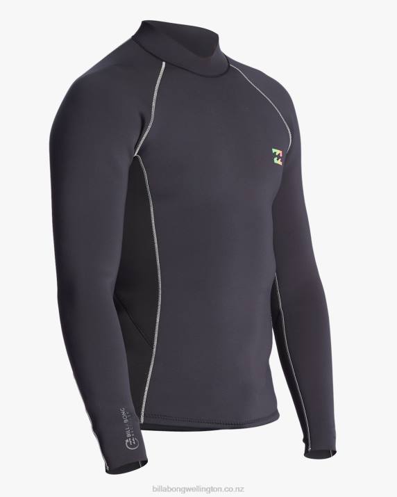 Men Black Fade Billabong 2mm Absolute Interchange Wetsuit Jacket 80P8905