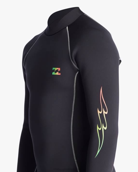 Men Black Fade Billabong 2mm Absolute Interchange Wetsuit Jacket 80P8905