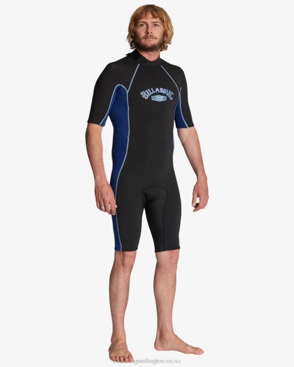 Men Dark Royal Billabong 2/2mm Absolute Short Sleeve Back Zip Springsuit 80P8907