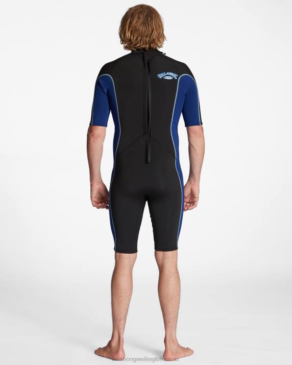 Men Dark Royal Billabong 2/2mm Absolute Short Sleeve Back Zip Springsuit 80P8907