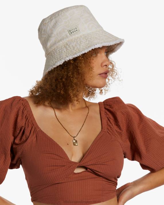 Women Antique White Billabong Suns Out Bucket Hat 80P82448