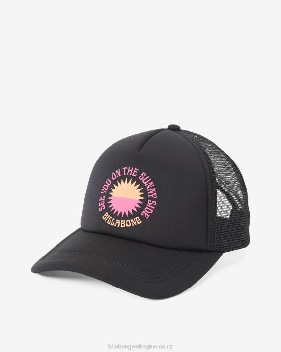 Women Black Billabong Across Waves Trucker Hat 80P82385