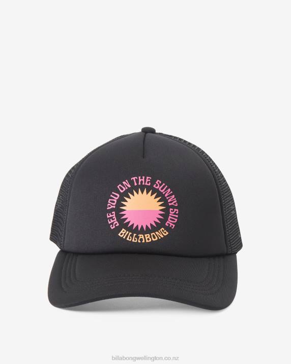 Women Black Billabong Across Waves Trucker Hat 80P82385