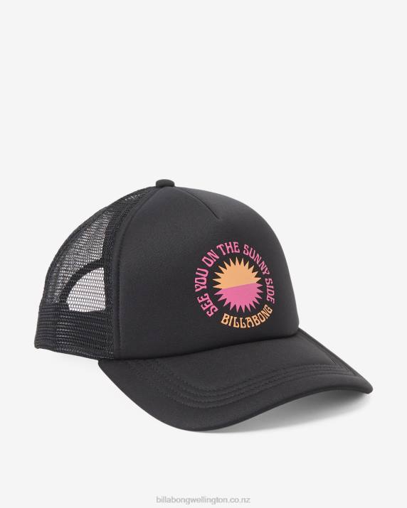 Women Black Billabong Across Waves Trucker Hat 80P82385