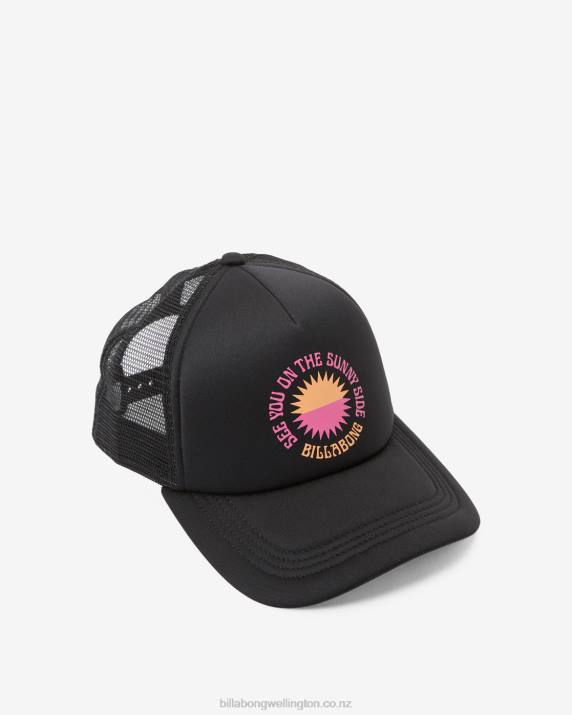 Women Black Billabong Across Waves Trucker Hat 80P82385