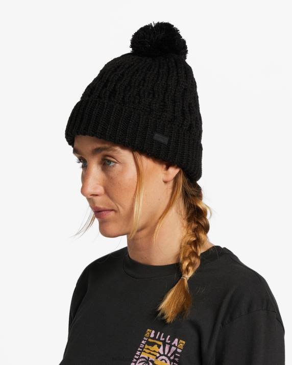 Women Black Billabong Good Vibes Beanie 80P82483