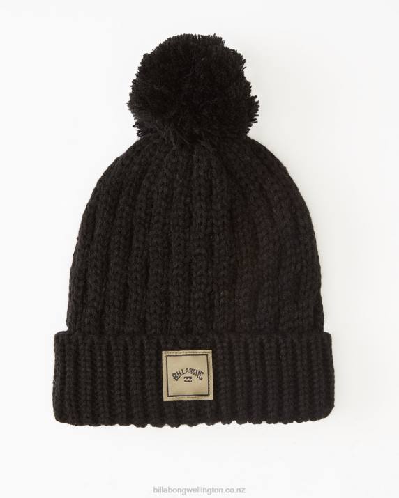 Women Black Billabong Good Vibes Beanie 80P82483