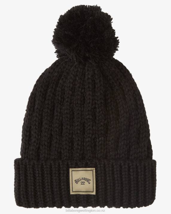 Women Black Billabong Good Vibes Beanie 80P82483