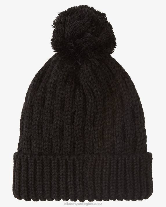 Women Black Billabong Good Vibes Beanie 80P82483