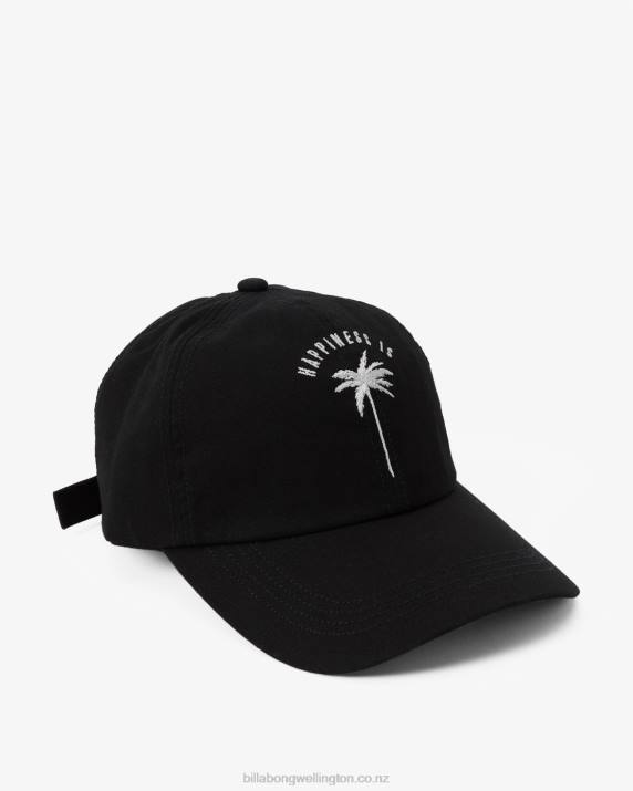 Women Black Pebble Billabong Dad Cap Strapback Hat 80P82467