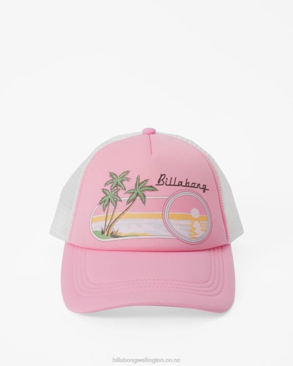 Women Pink Wink Billabong Across Waves Trucker Hat 80P82465