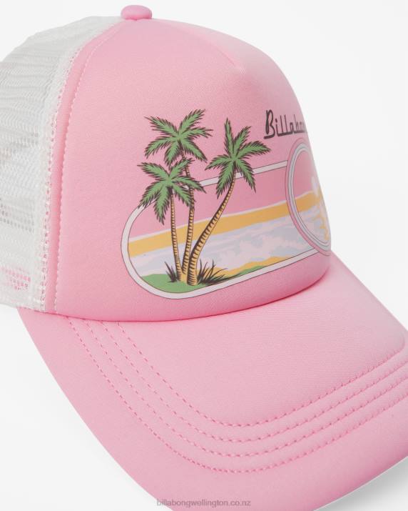 Women Pink Wink Billabong Across Waves Trucker Hat 80P82465