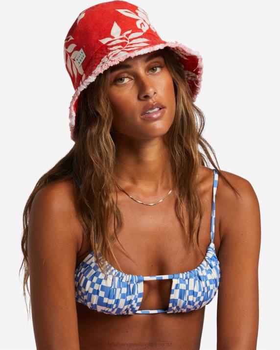 Women Red Aloha Billabong Suns Out Bucket Hat 80P82405