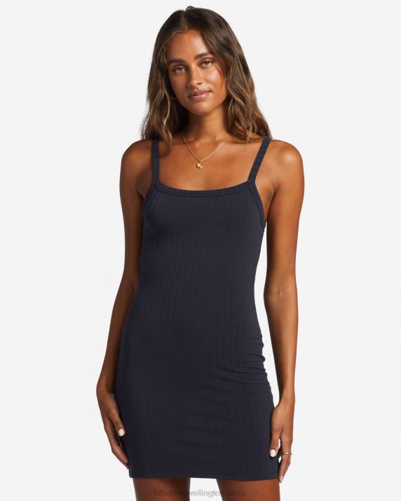 Women Black Pebble Billabong Summer Babe Rib Knit Dress 80P81905