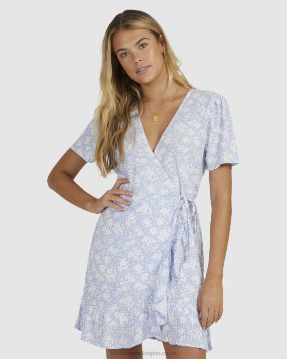 Women Blue Billabong Blue Bell Bella Wrap Dress 80P82011