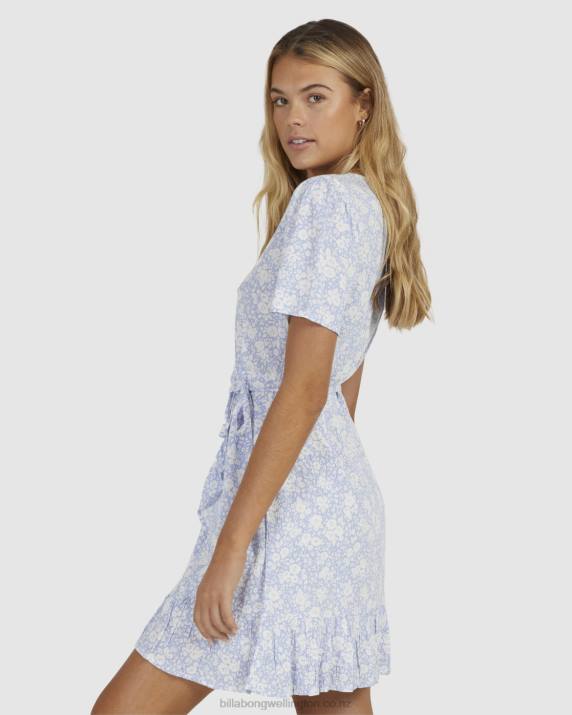 Women Blue Billabong Blue Bell Bella Wrap Dress 80P82011