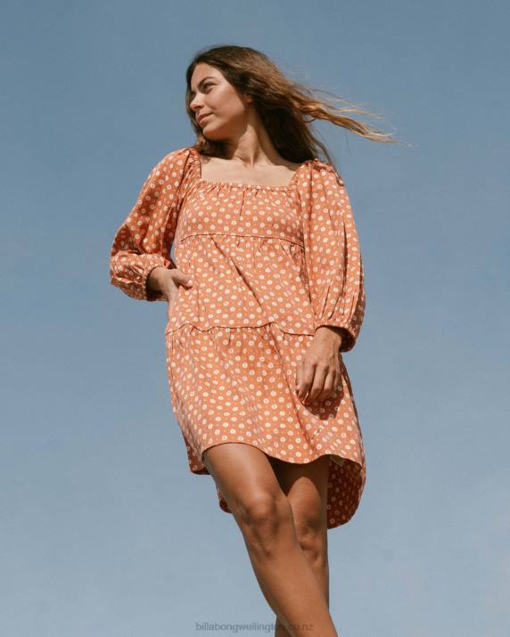 Women Brick Billabong Love Crush Babydoll Dress 80P82178