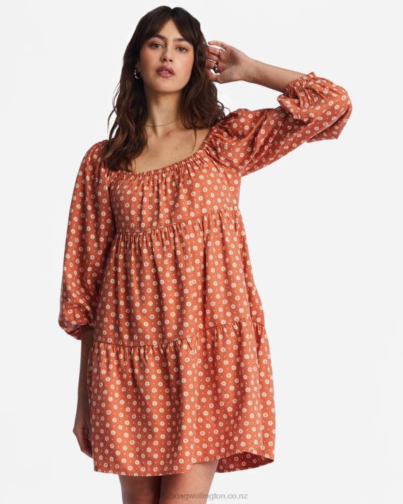 Women Brick Billabong Love Crush Babydoll Dress 80P82178