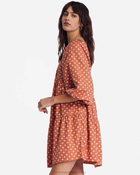Women Brick Billabong Love Crush Babydoll Dress 80P82178