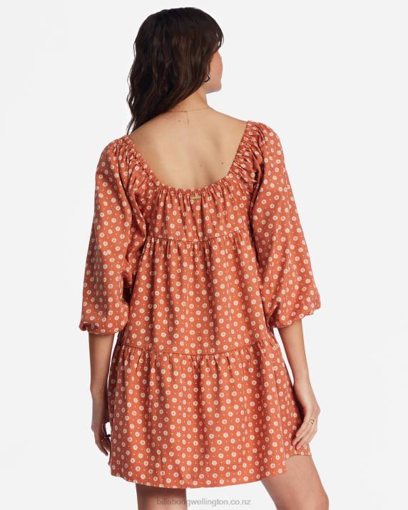 Women Brick Billabong Love Crush Babydoll Dress 80P82178