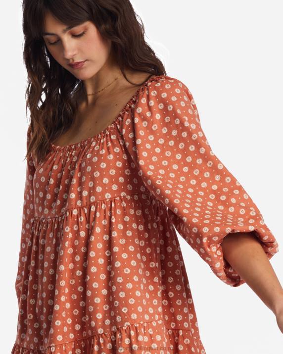 Women Brick Billabong Love Crush Babydoll Dress 80P82178