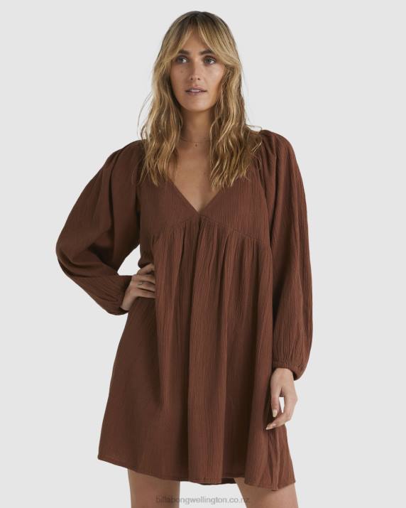 Women Dark Choc Billabong Luna Mini Dress 80P81792