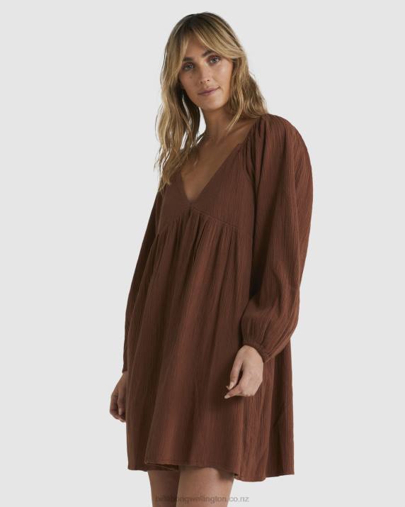 Women Dark Choc Billabong Luna Mini Dress 80P81792