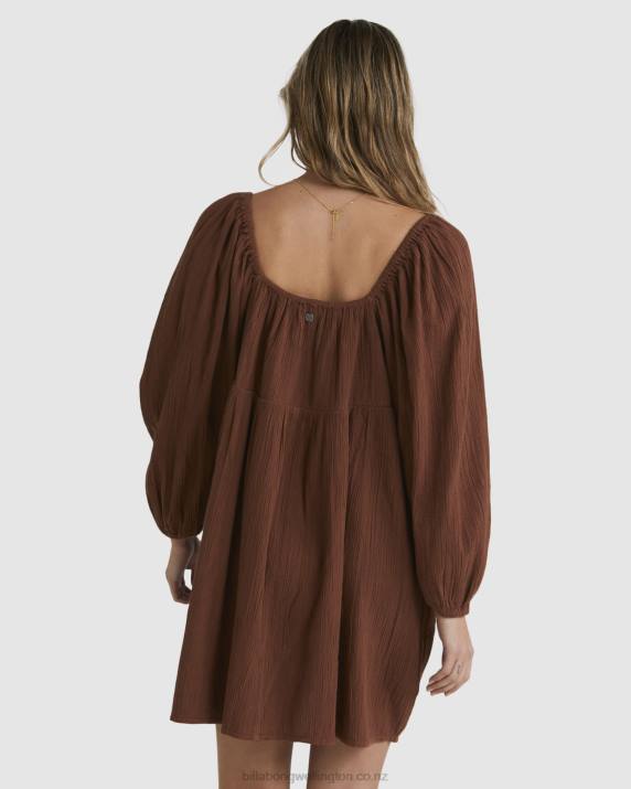 Women Dark Choc Billabong Luna Mini Dress 80P81792