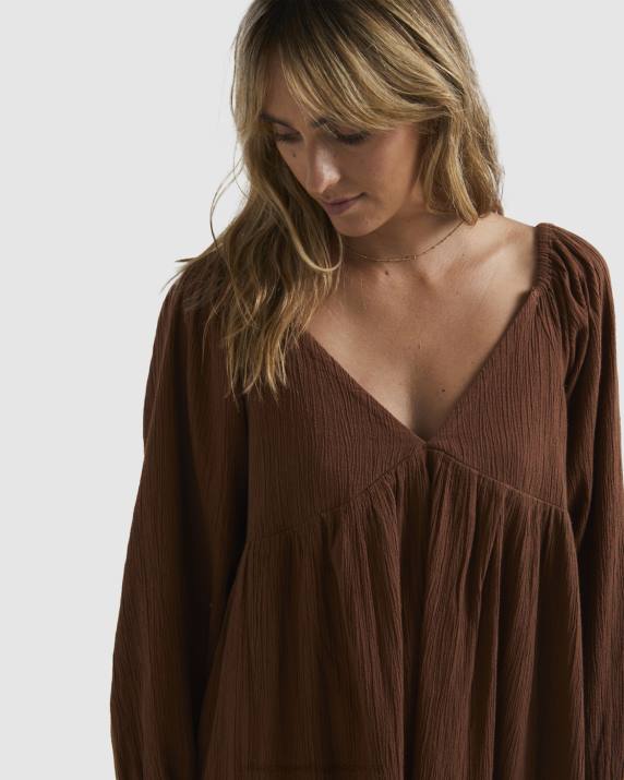 Women Dark Choc Billabong Luna Mini Dress 80P81792