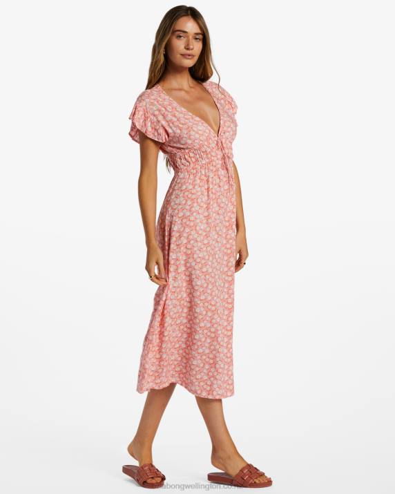 Women Flamingo Billabong Picnic Date Midi Dress 80P82045