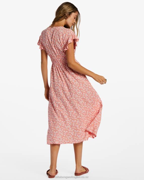 Women Flamingo Billabong Picnic Date Midi Dress 80P82045