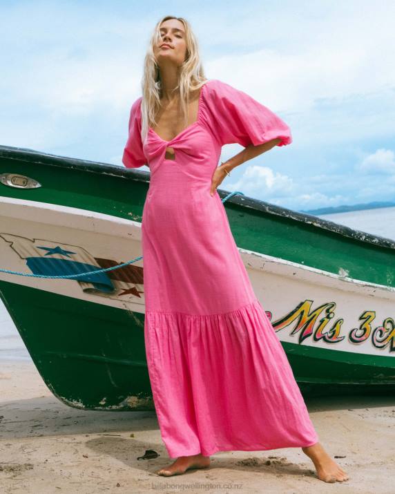 Women Flirty Fuchsia Billabong Paradise Cove Maxi Dress 80P81763