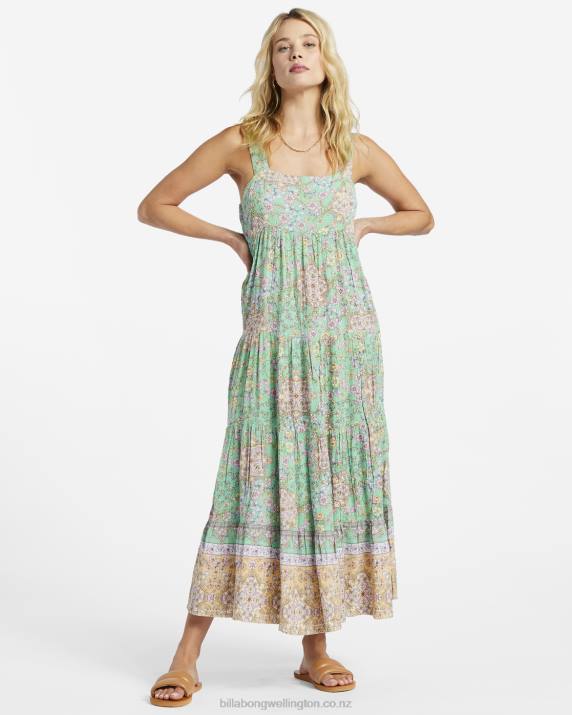 Women Green Billabong La Mer Midi Dress 80P81793