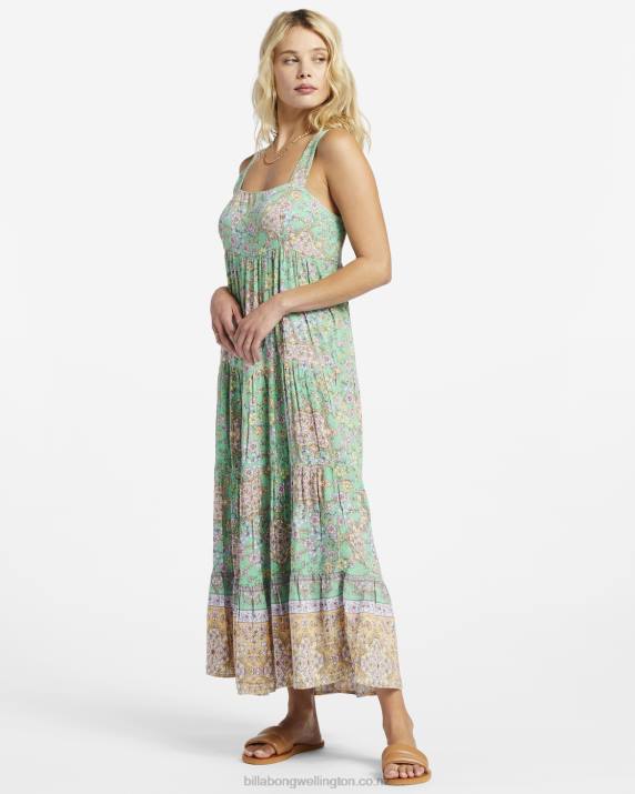 Women Green Billabong La Mer Midi Dress 80P81793
