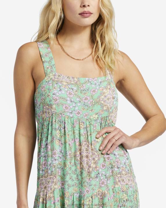 Women Green Billabong La Mer Midi Dress 80P81793