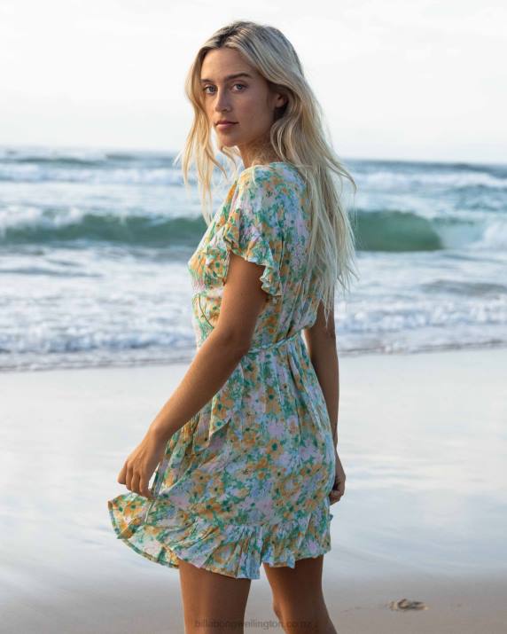 Women Green Billabong Wrap And Roll Woven Dress 80P81908