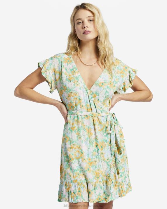 Women Green Billabong Wrap And Roll Woven Dress 80P81908