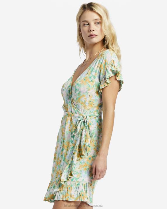 Women Green Billabong Wrap And Roll Woven Dress 80P81908