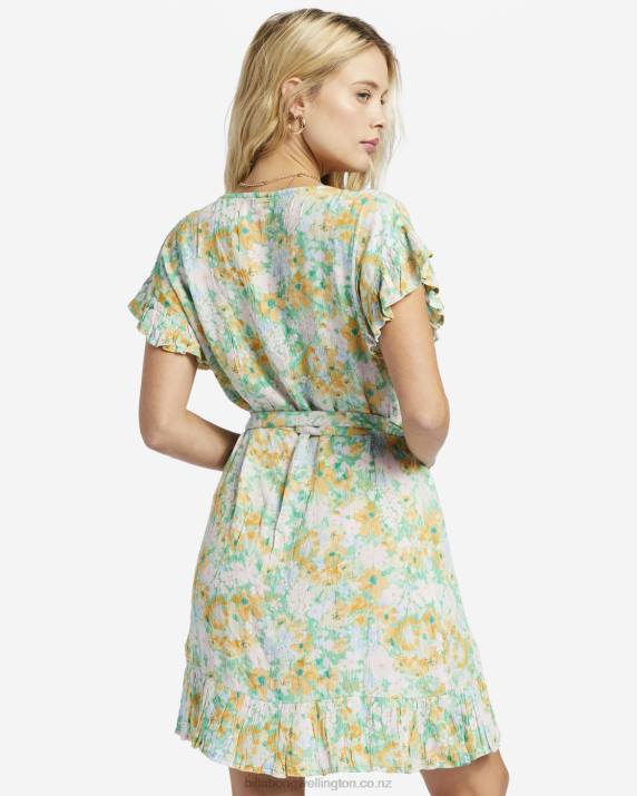 Women Green Billabong Wrap And Roll Woven Dress 80P81908