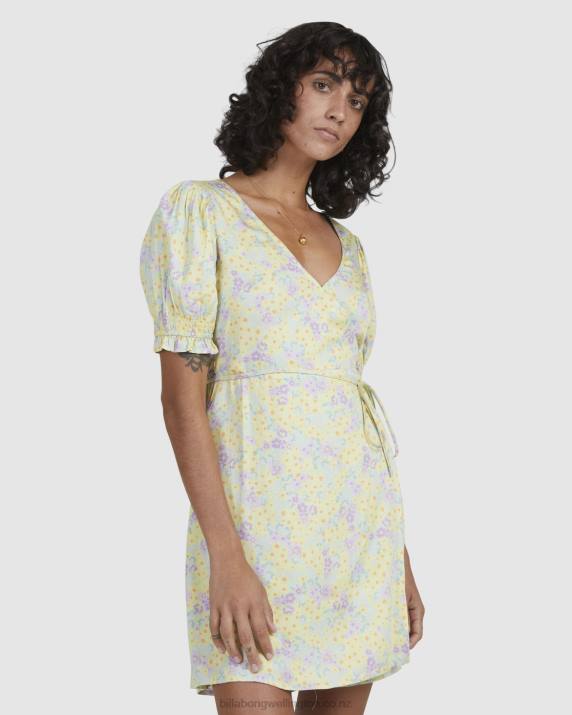 Women Lemon Lime Billabong Tempest Wrap Dress 80P82339